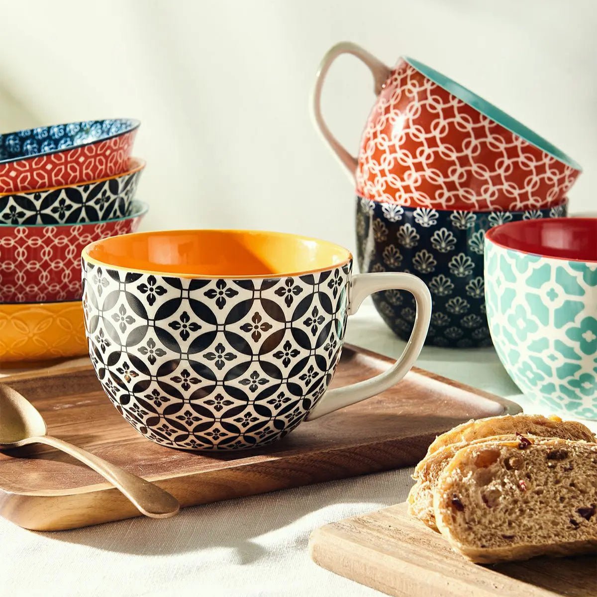Colorful Ceramic Coffee Mugs – 24 oz