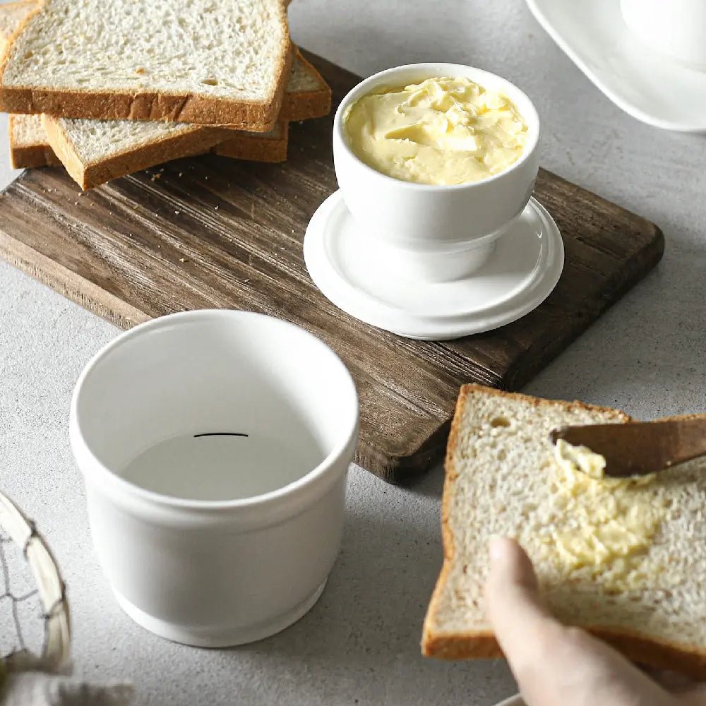 French Ceramic Butter Holder with Lid - Set of 1 - Thumbnail 4