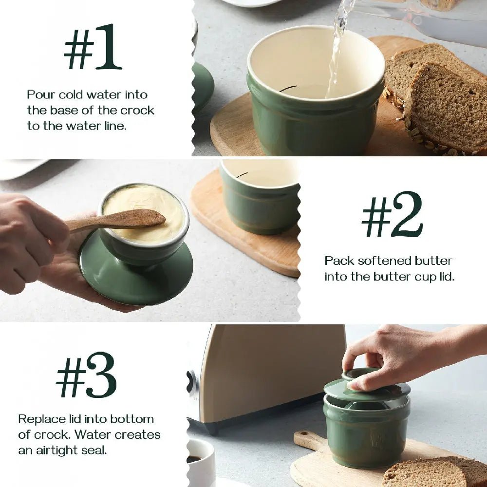 French Ceramic Butter Holder with Lid - Set of 1 - Thumbnail 5