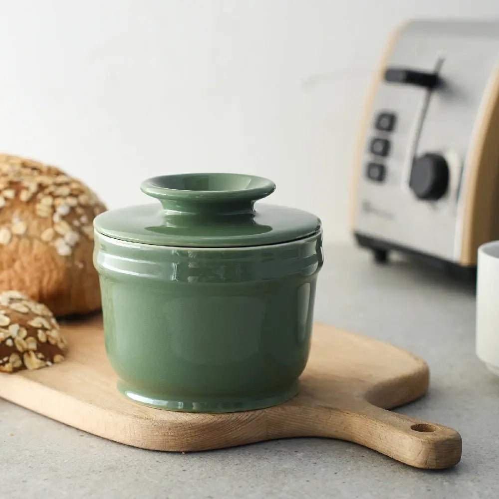French Ceramic Butter Holder with Lid - Set of 1 - Thumbnail 2