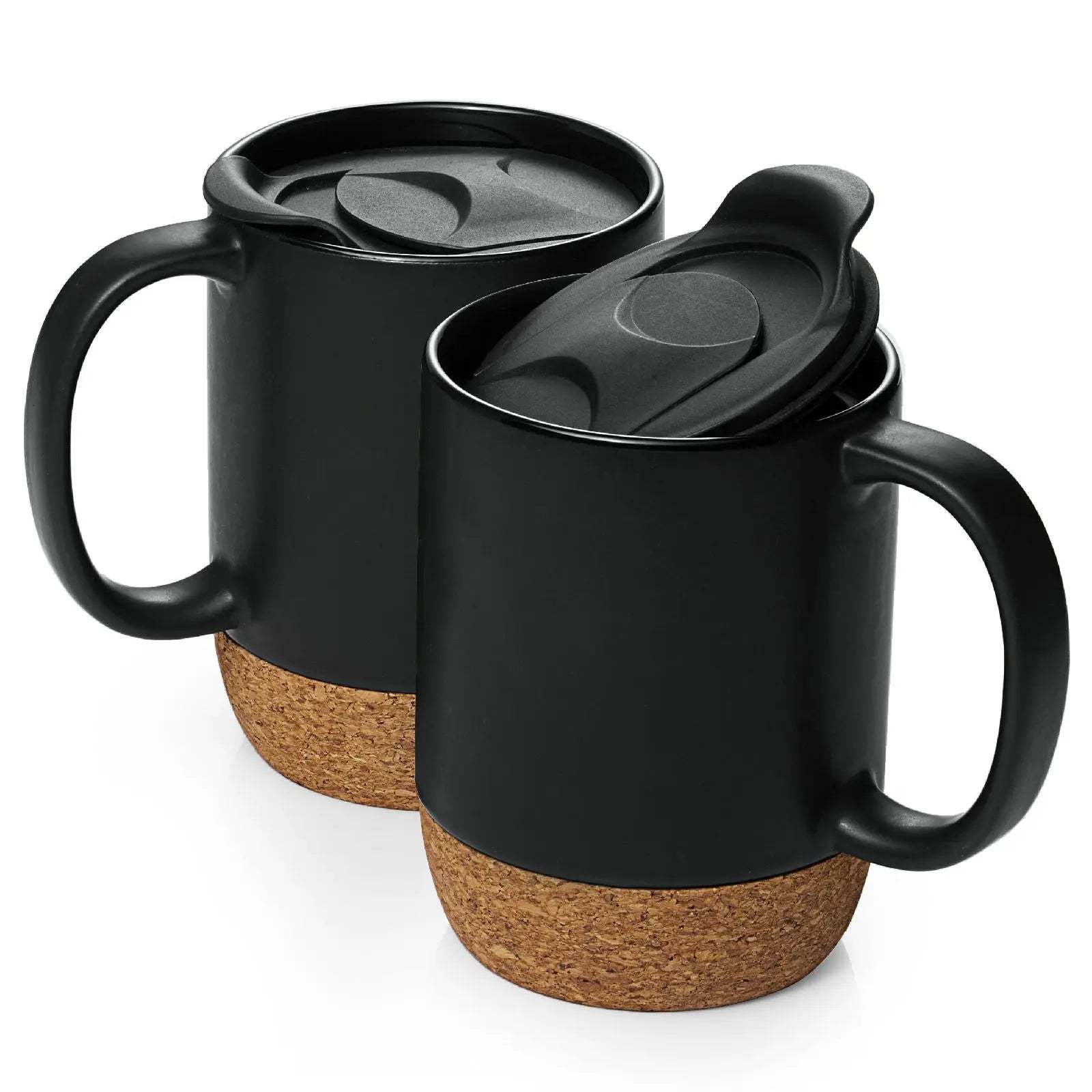 Porcelain Coffee Mugs with Cork Bottom - Set of 2