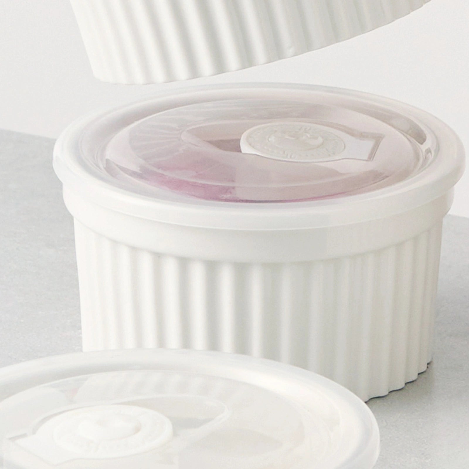 Wedding White Porcelain Covered Ramekins - Set of 6 - Thumbnail 3