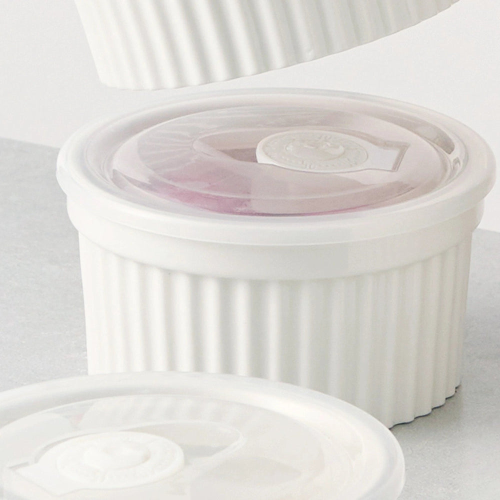 Wedding White Porcelain Covered Ramekins - Set of 6 - Bakeware