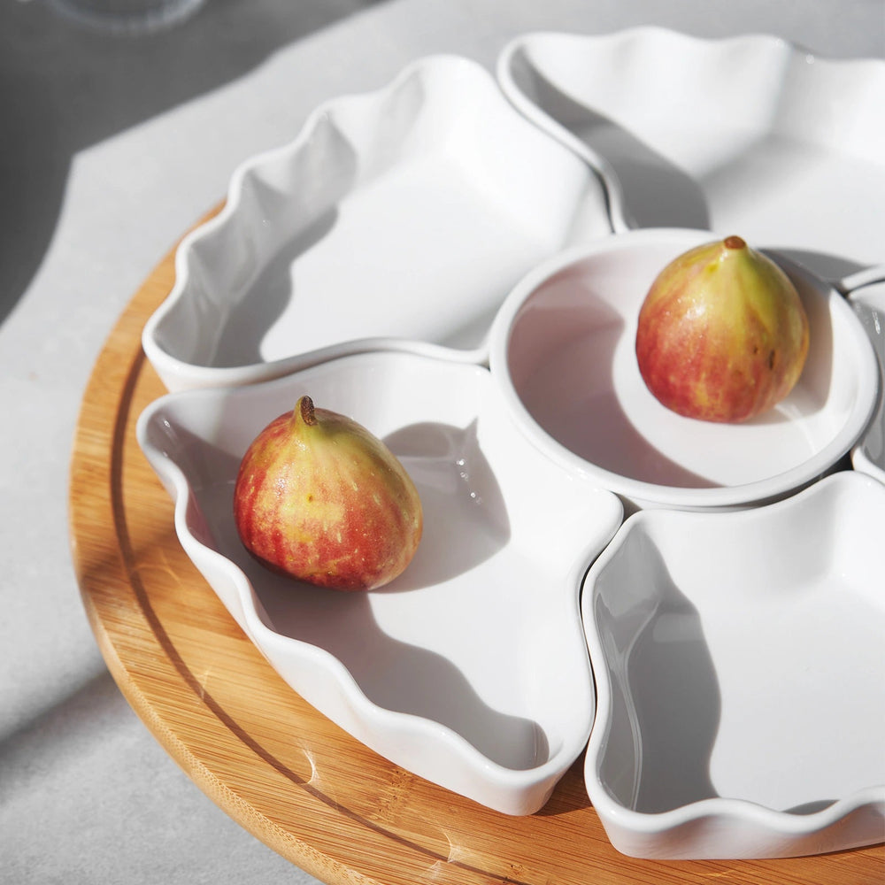 Wedding White Porcelain Rotating Divided Platters - Set of 1 - Dinnerware