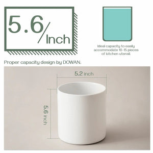 White Ceramic Utensil Holder - Set of 1 - Dinnerware