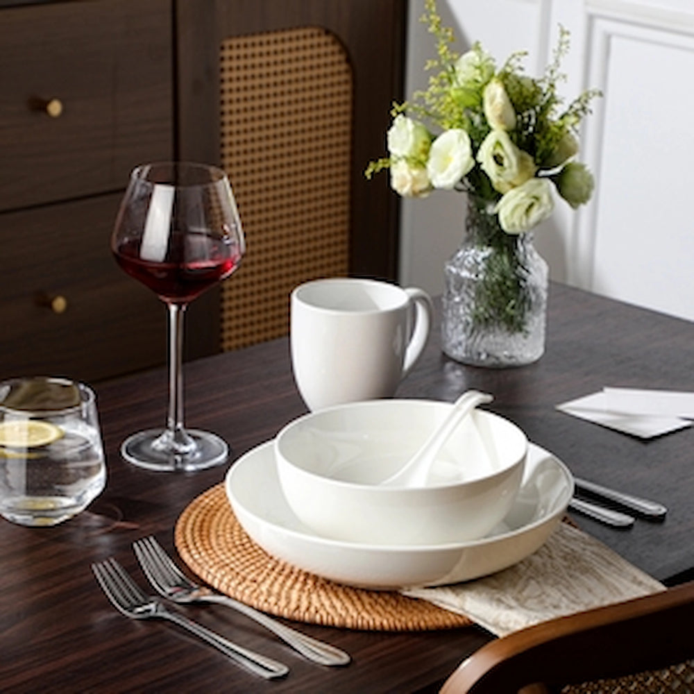 Wedding White Porcelain 4-Piece Essentials Set
