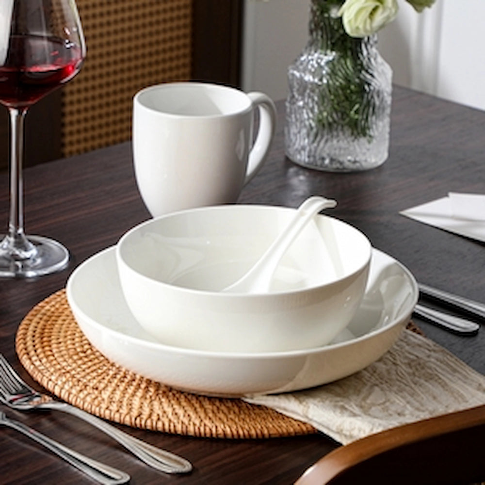 Wedding White Porcelain 4-Piece Essentials Set