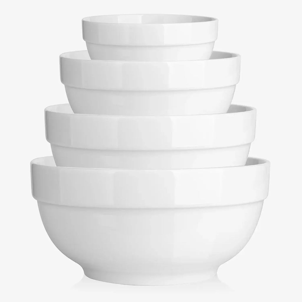 HAPPY KIT Ceramic Serving Bowls with Lid, Mixing Bowls with  Lids,60/40/20/16 OZ Bowl Set of 4, Prep Nesting Bowl for Mixing Salad,  Thick-edge Non-slip