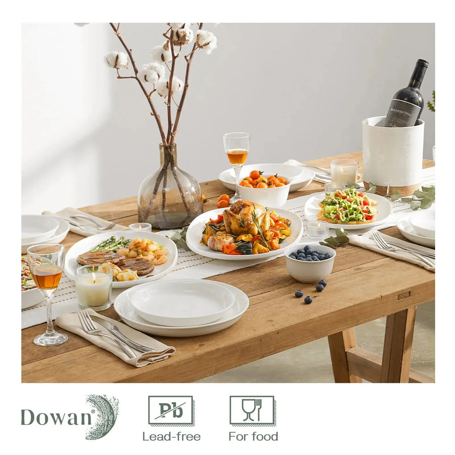 DOWAN 14 White Serving Platters for Entertaining, Oval Serving Plates,  Party Serving Trays and Platters Oven Safe, Porcelain Dinner Serving Tray